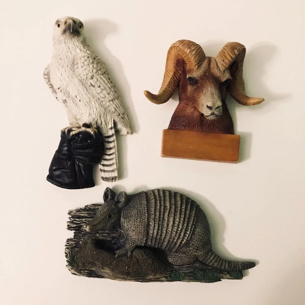 Vintage 1998 J R Animal Magnets Ram Eagle and Armadillo